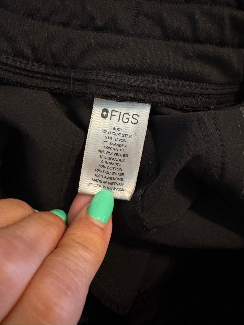 FIGS Black High Waisted Jogger Scrub Pants XS Medical Nurse Stretch (0924) - Picture 5 of 6
